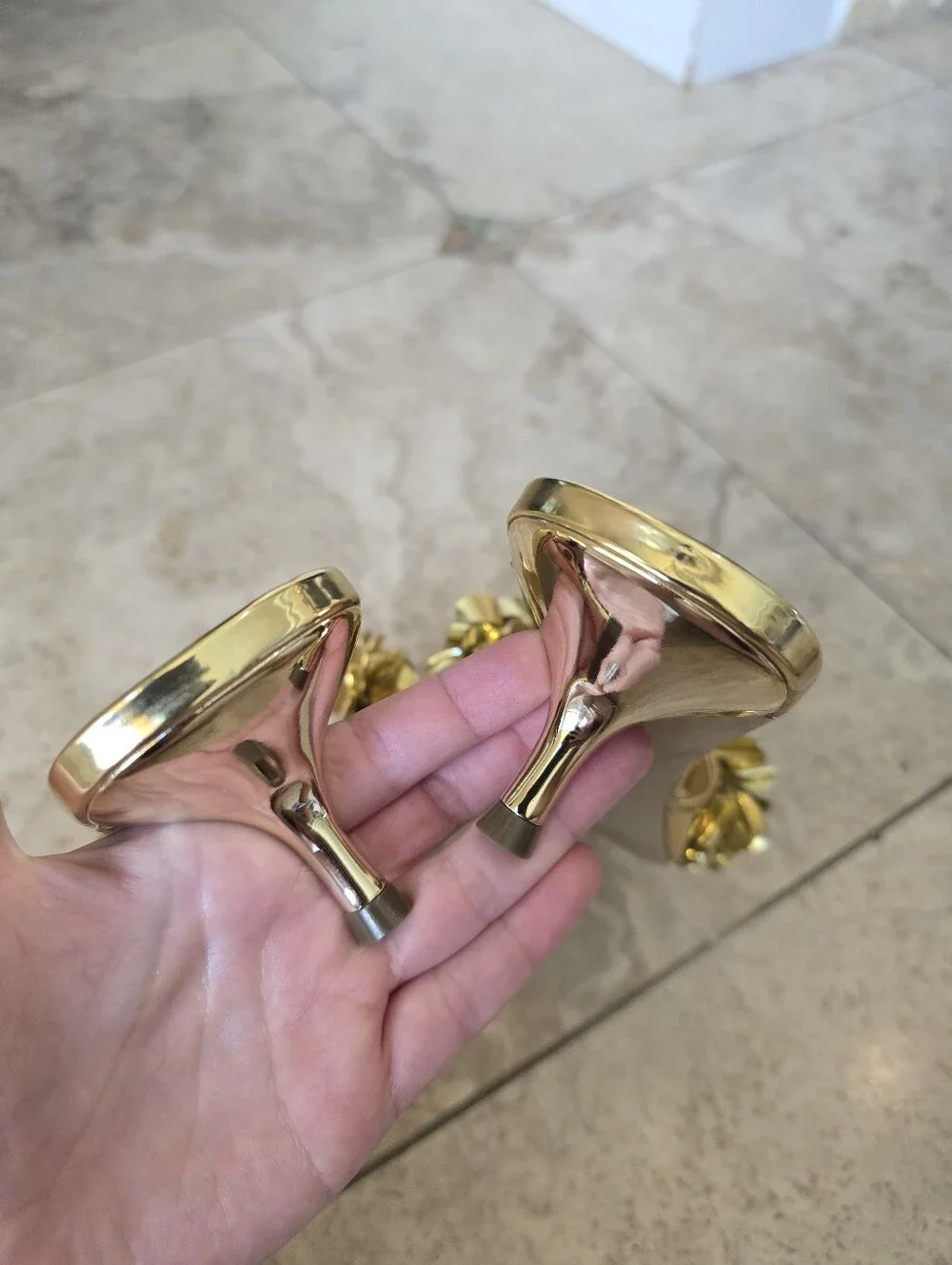 NWOB Larroude Greta Disco Mules Gold Size 9